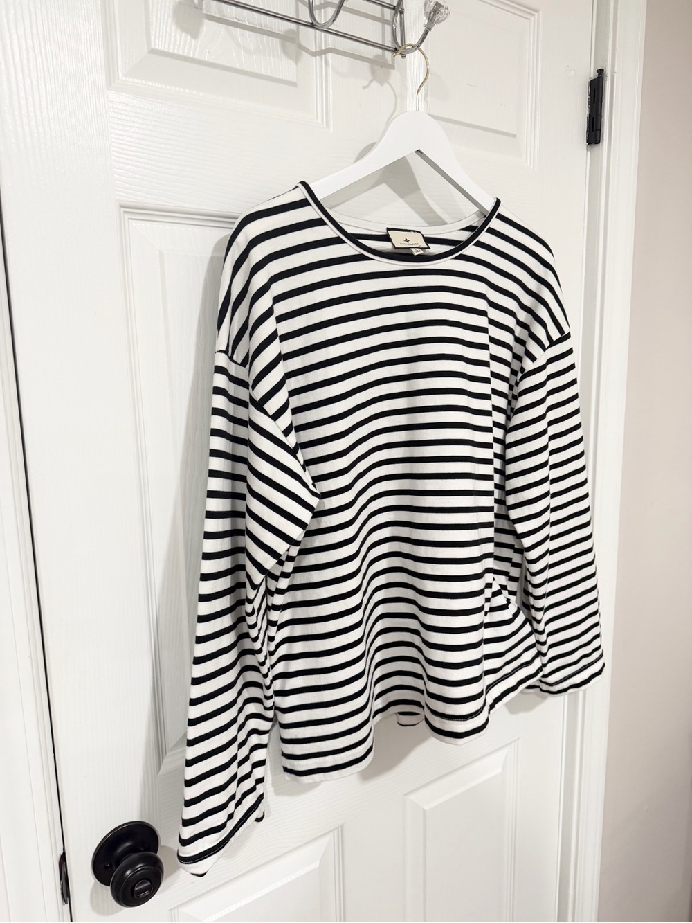 Tuckernuck Black White Breton Stripe Long Sleeve Top Coastal Preppy Large - Picture 6 of 7